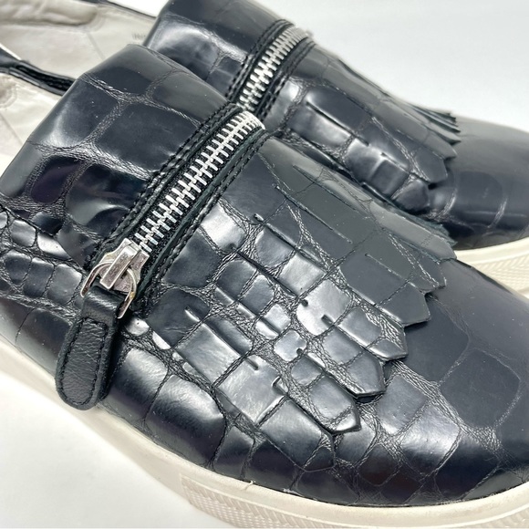 Ash King Kiltie Fringe Black Croc Embossed Leather Sneakers Size 40 - Picture 10 of 11